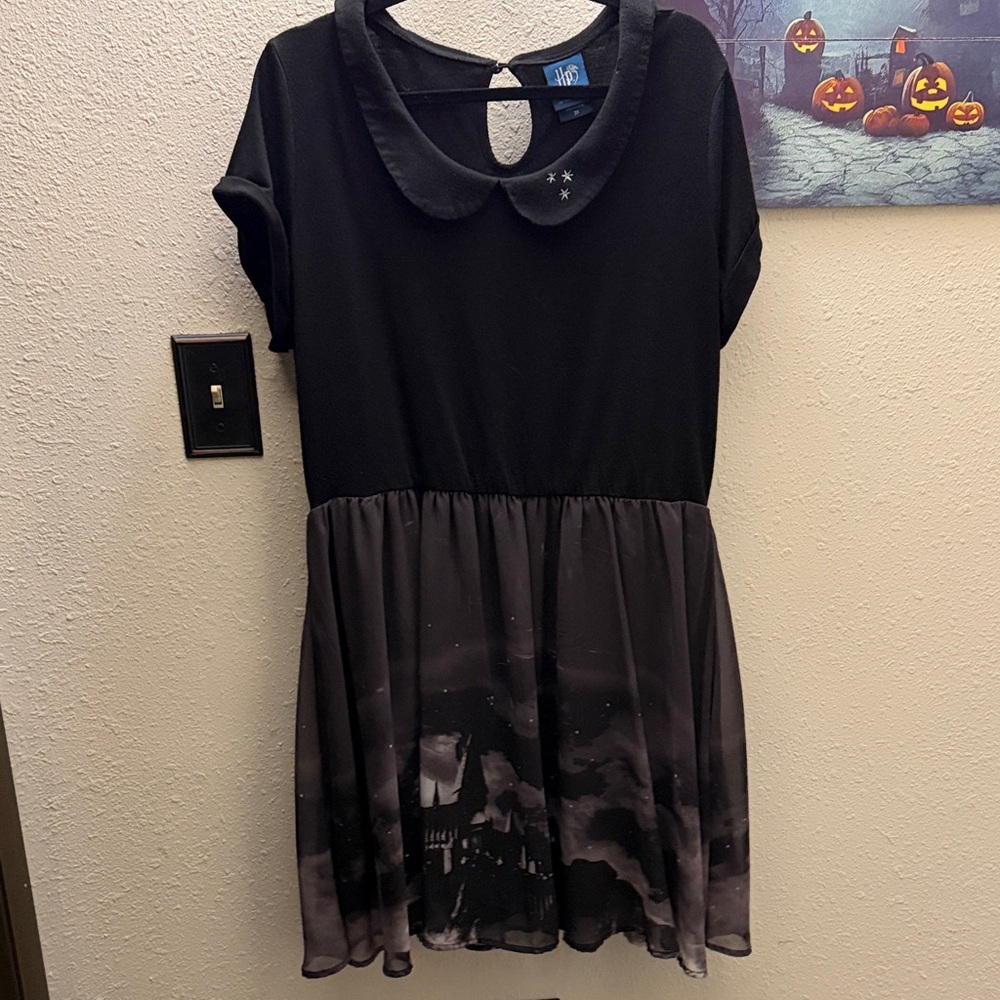 Hot Topic Harry Potter Black and Gray Collared Dress